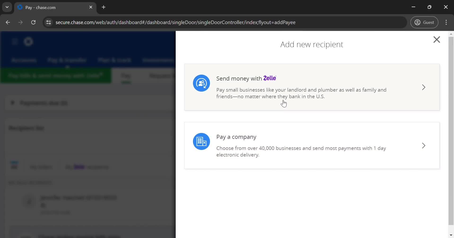 Adding a recipient screenshot