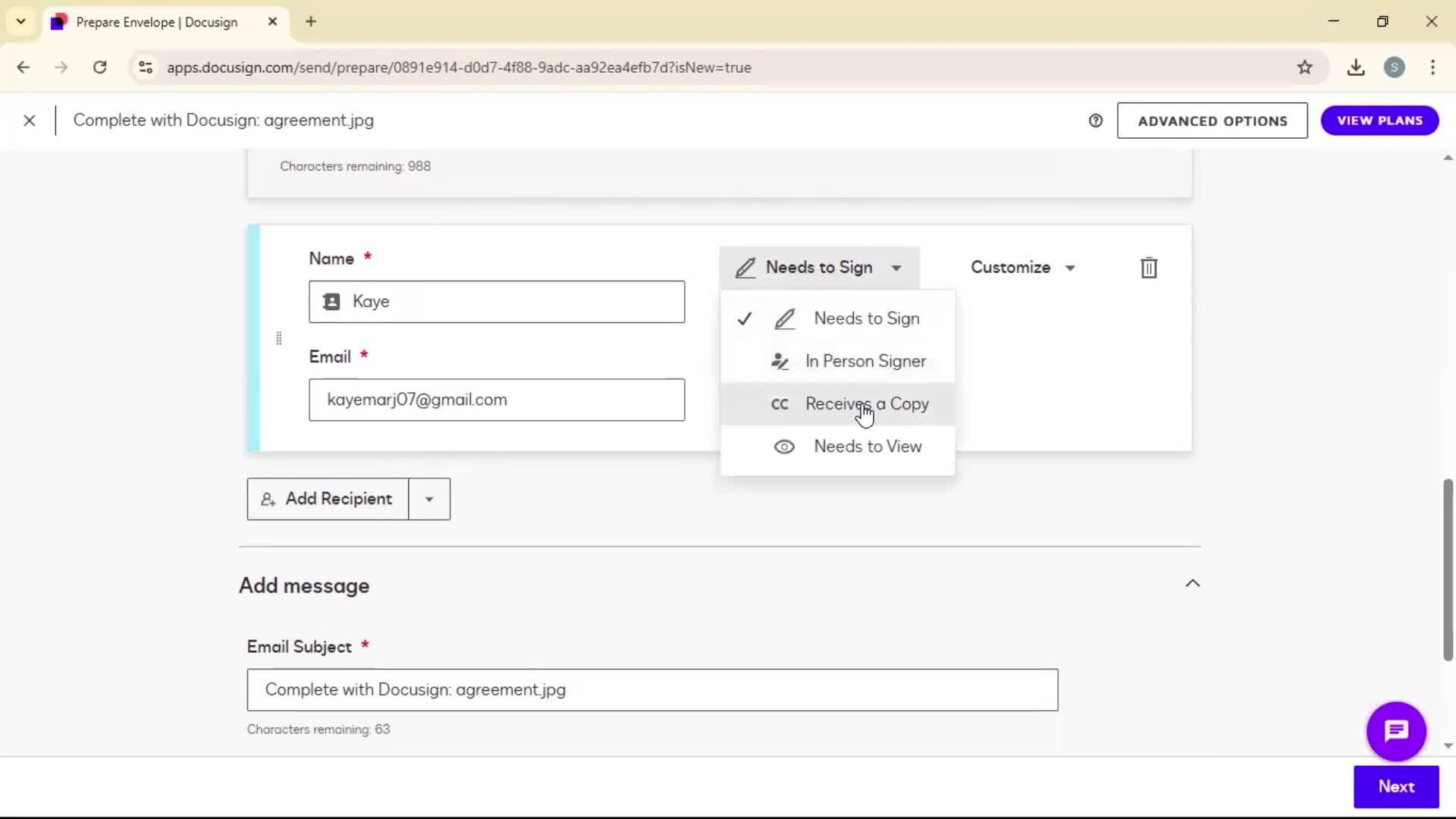 Requesting a signature screenshot