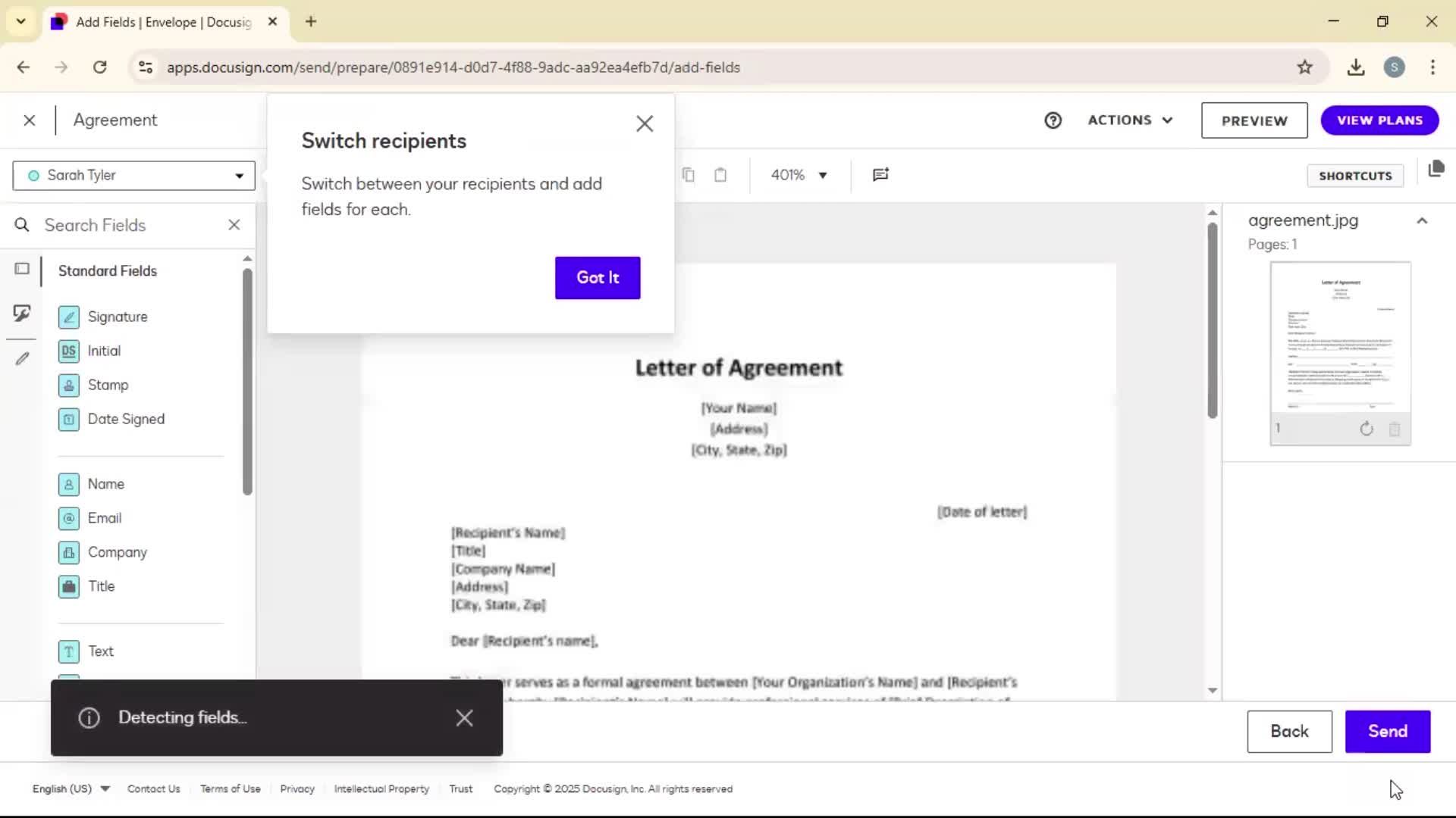 Requesting a signature screenshot