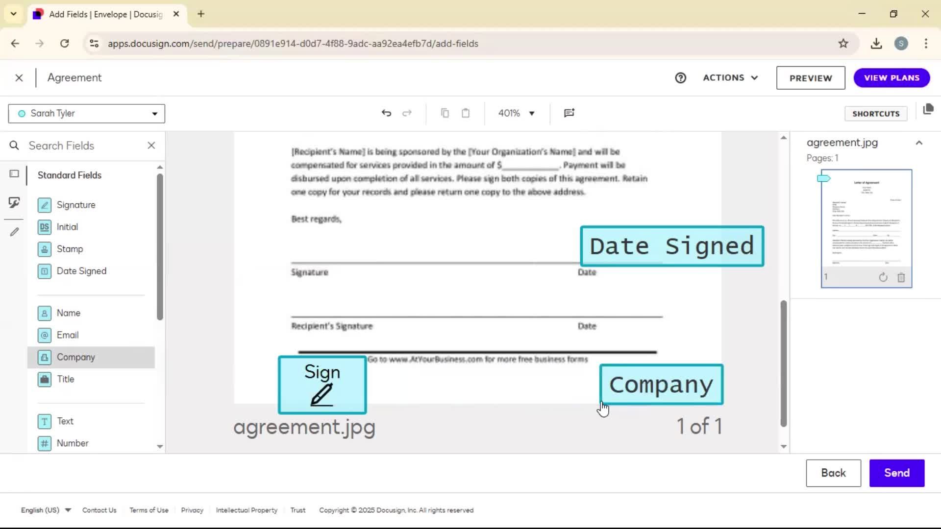 Requesting a signature screenshot