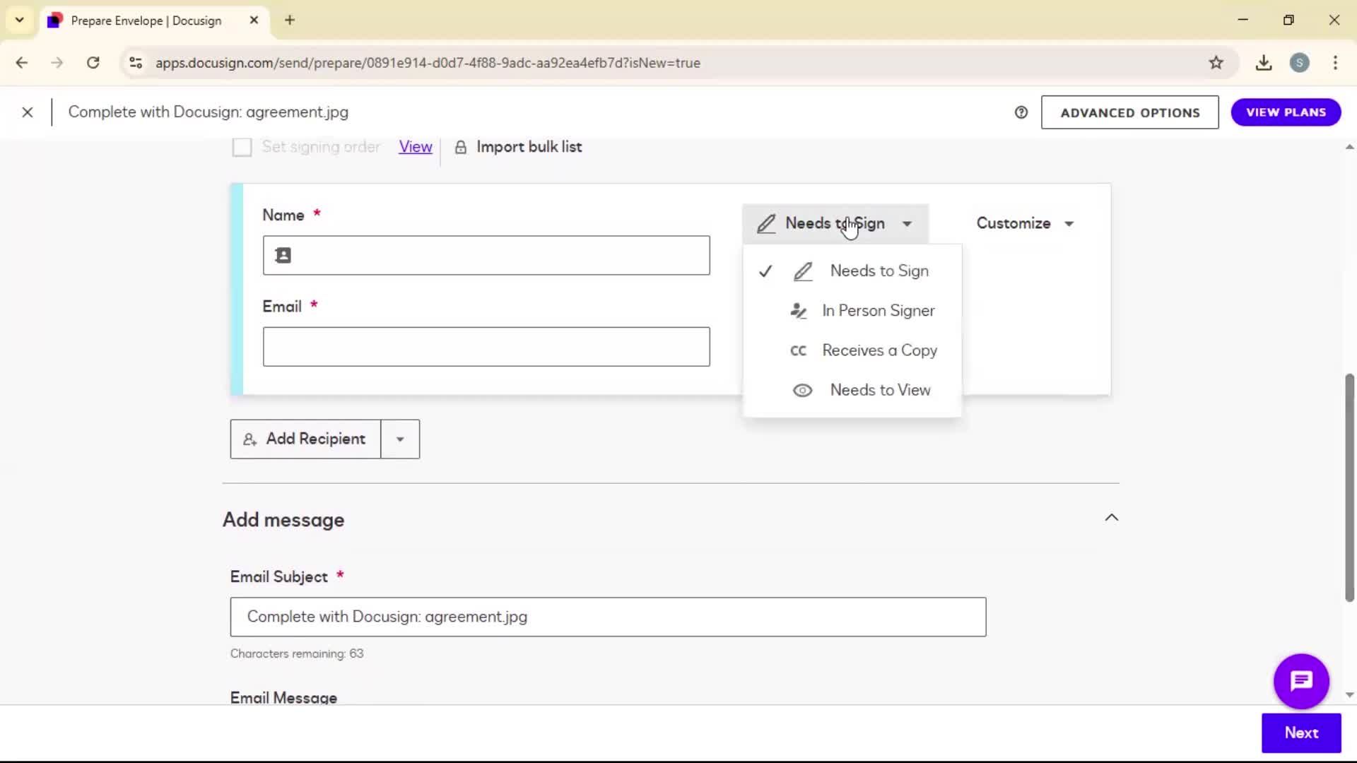 Requesting a signature screenshot