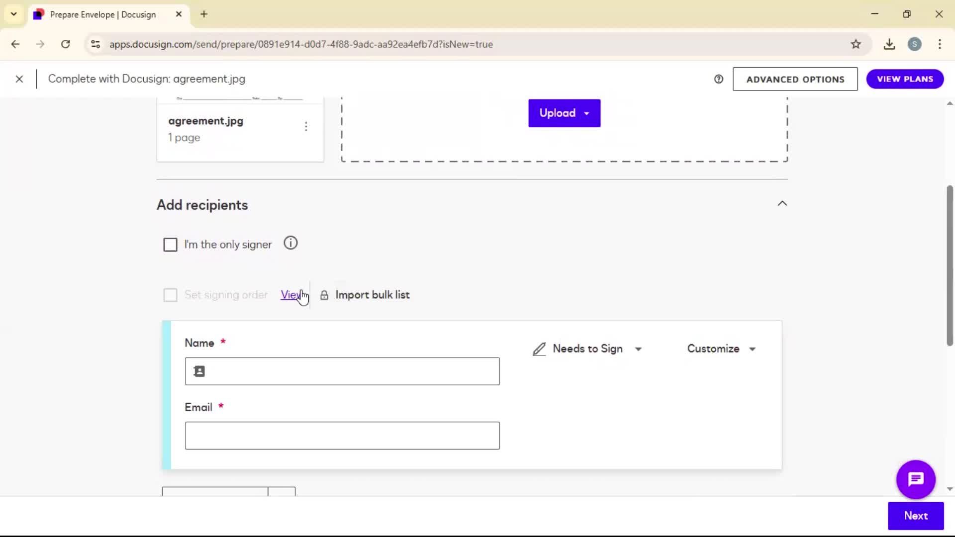 Requesting a signature screenshot