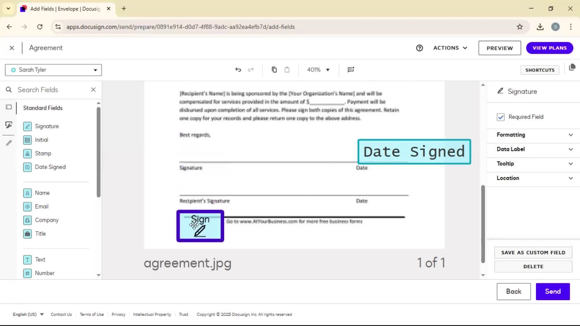 Requesting a signature on Docusign video thumbnail