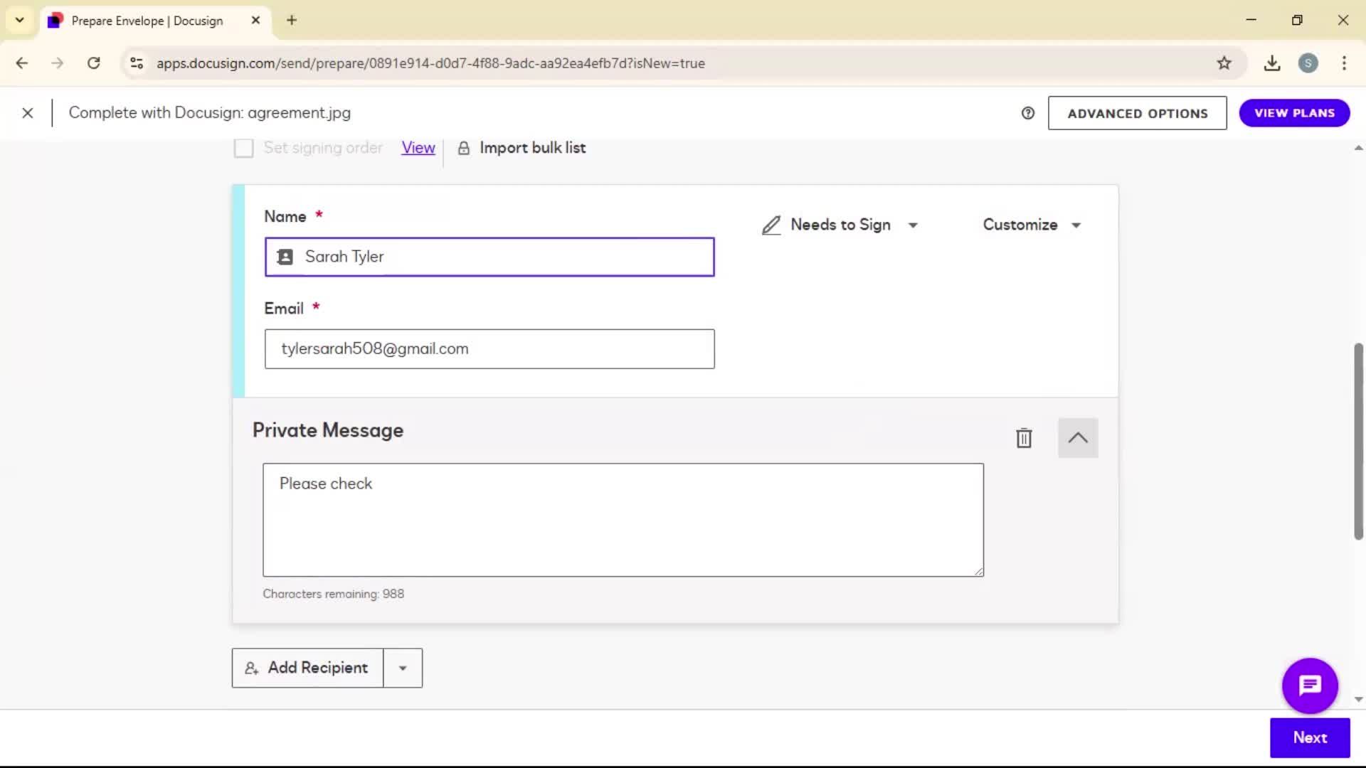 Requesting a signature screenshot