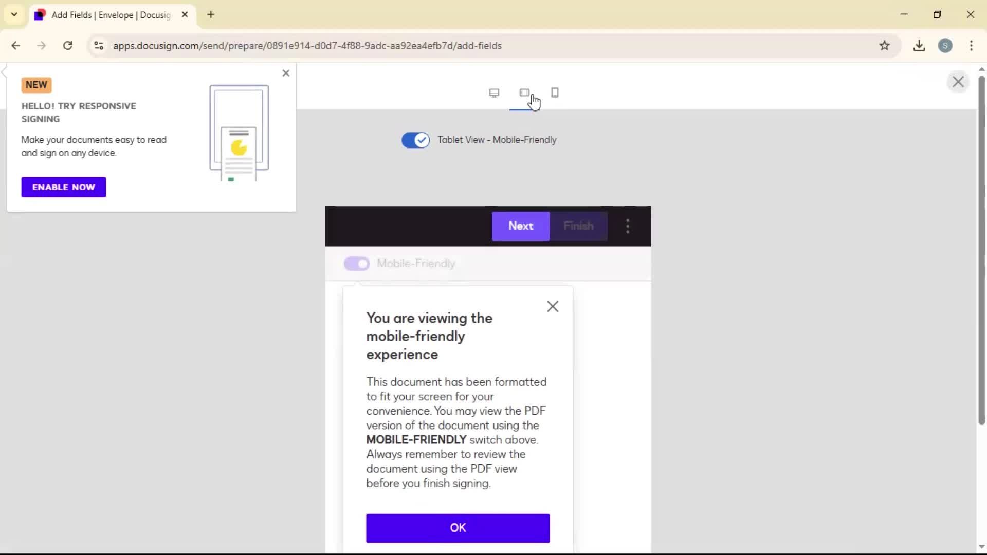 Requesting a signature screenshot