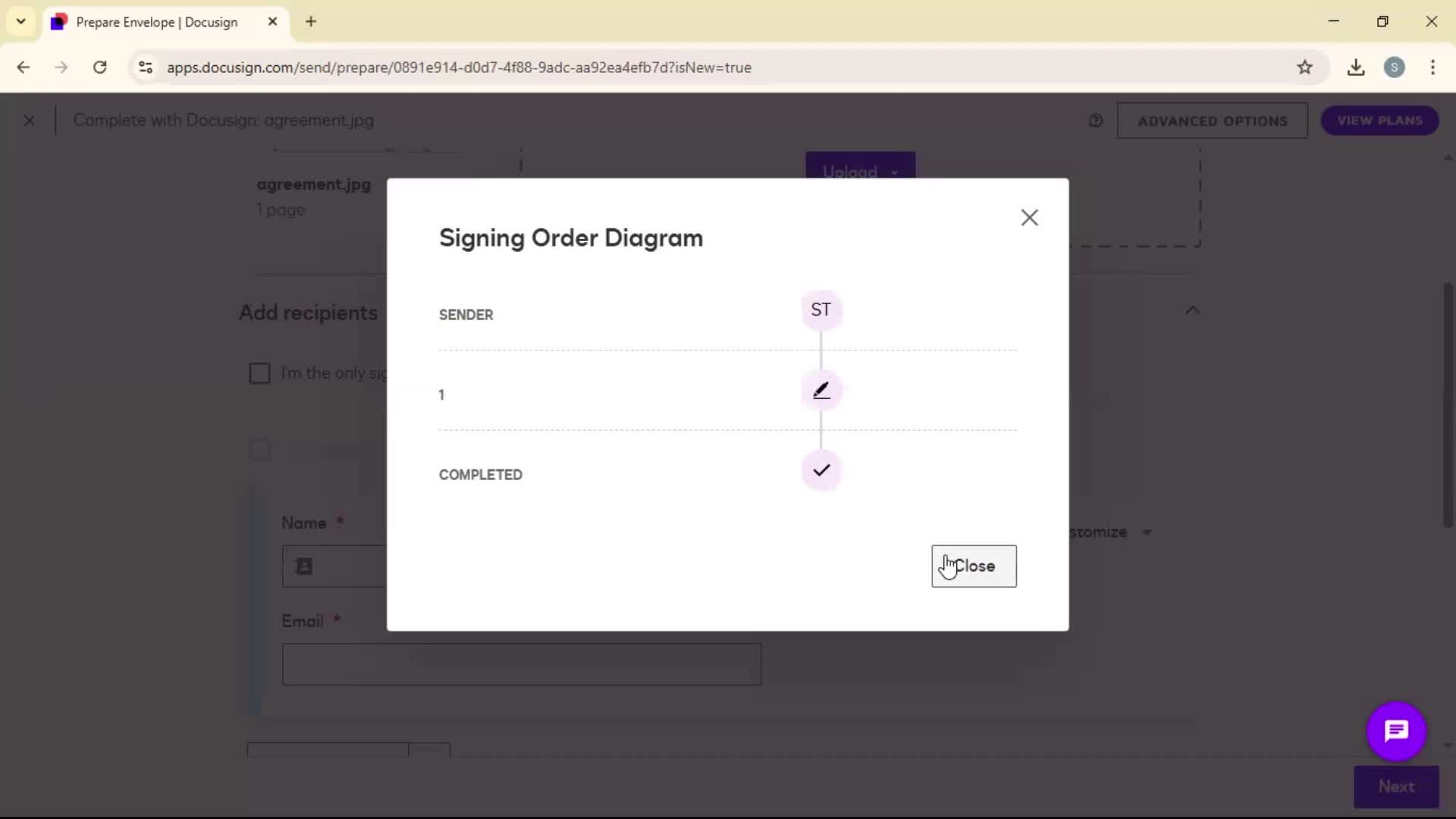Requesting a signature screenshot