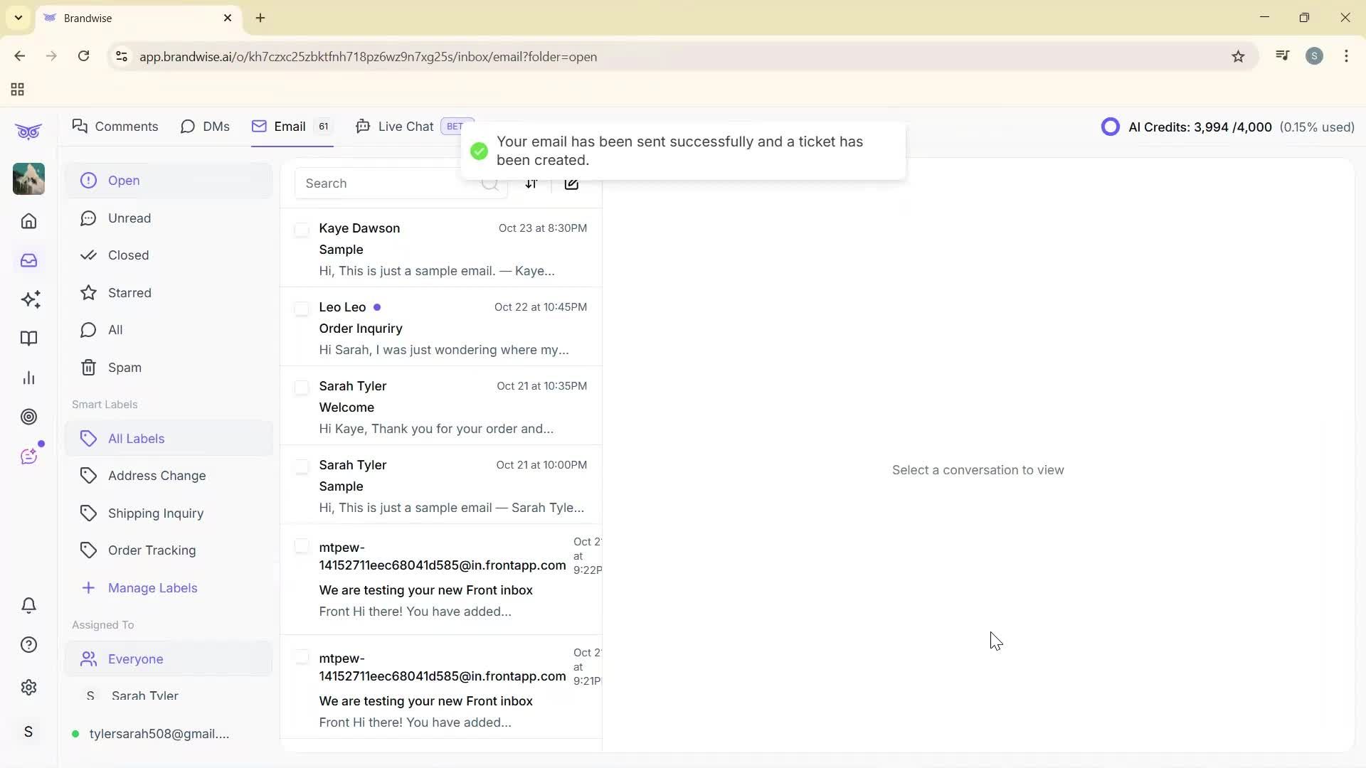 Sending messages screenshot