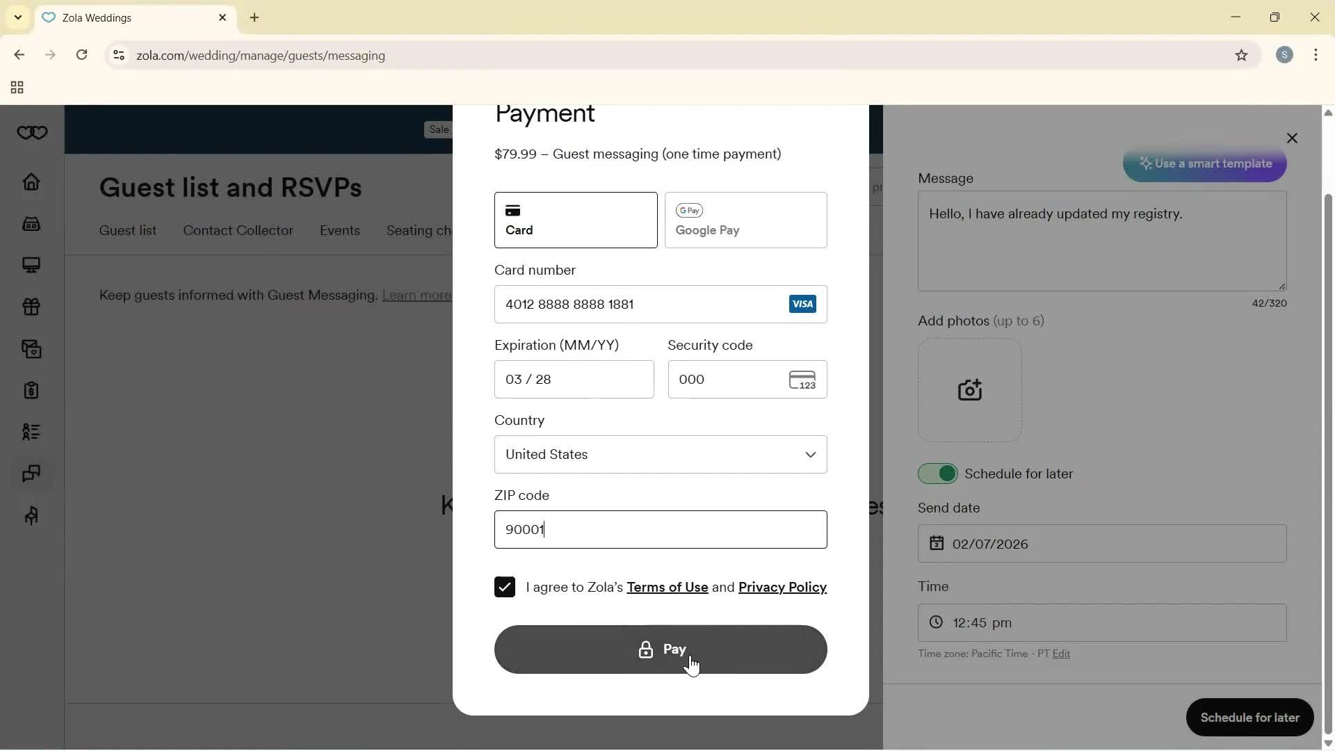 Sending messages screenshot