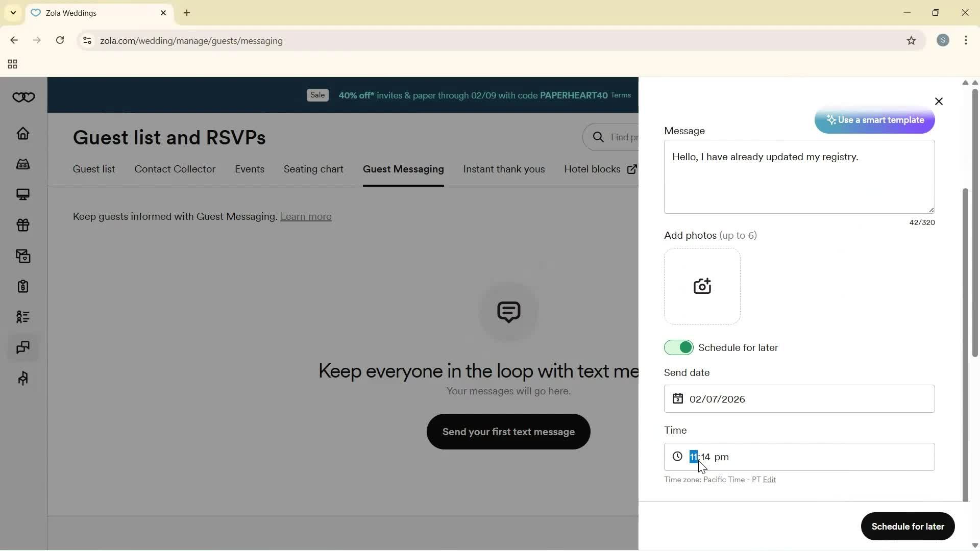Sending messages screenshot