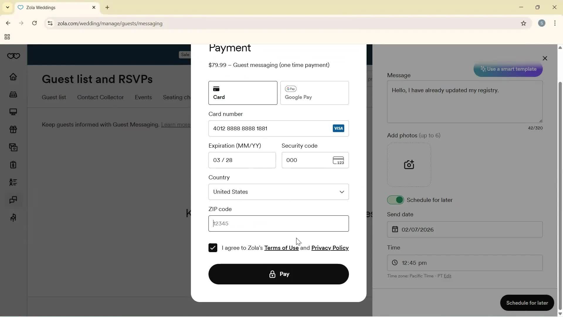 Sending messages screenshot