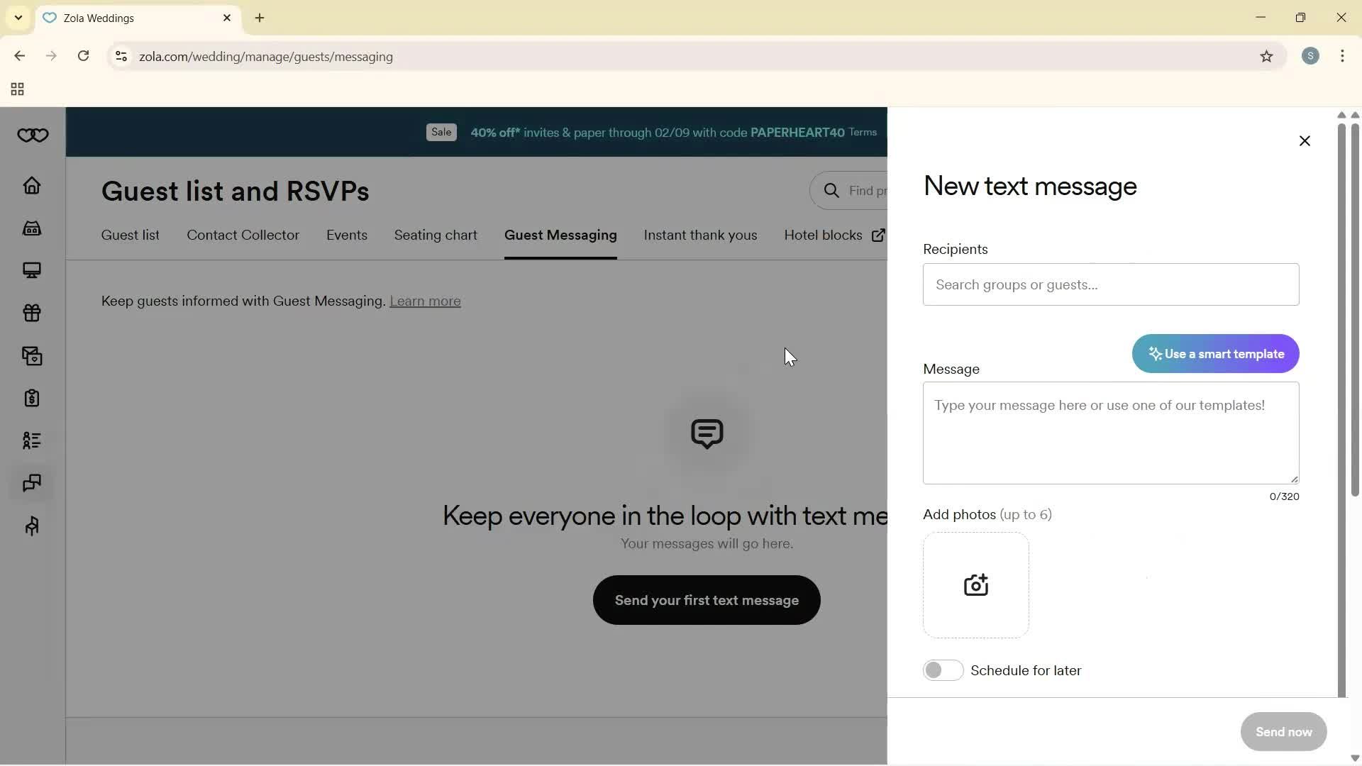 Sending messages screenshot