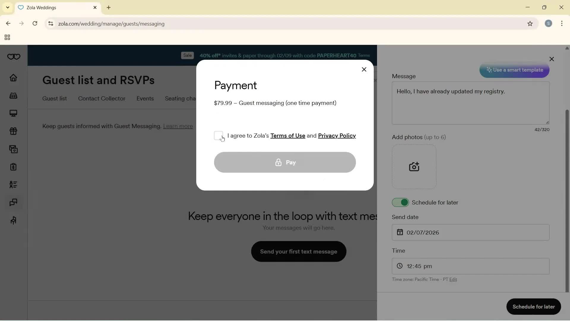 Sending messages screenshot