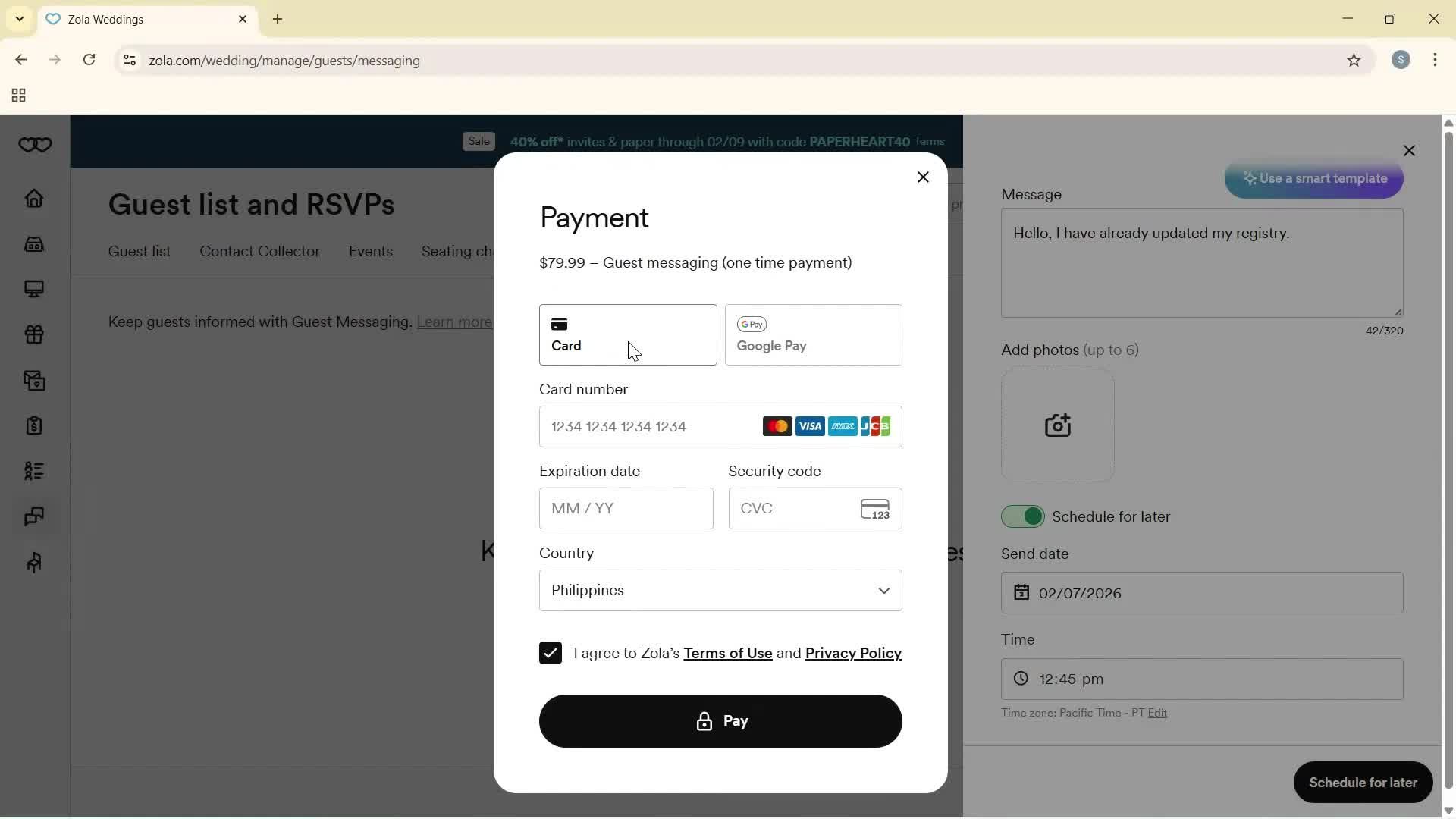 Sending messages screenshot