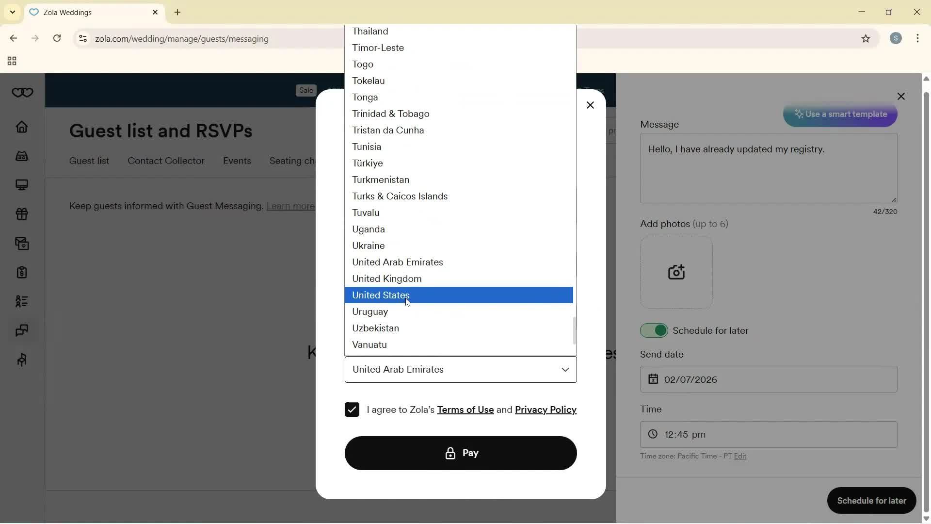 Sending messages screenshot