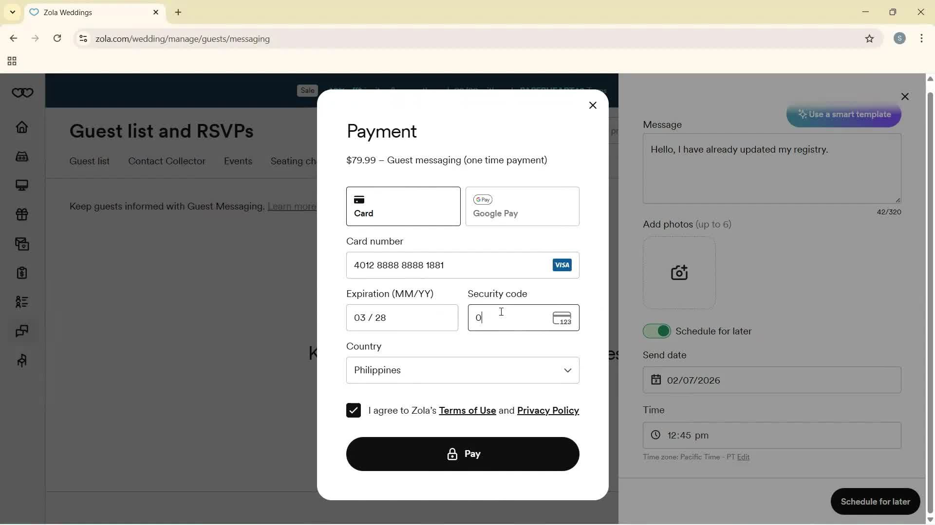 Sending messages screenshot