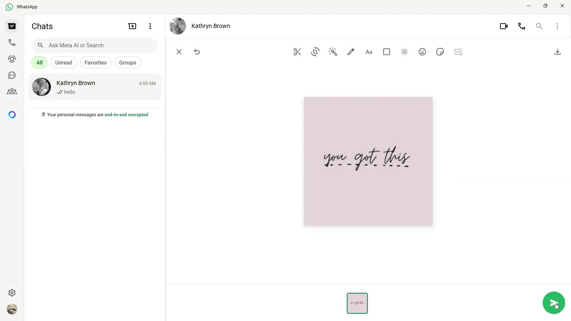 Sending messages screenshot