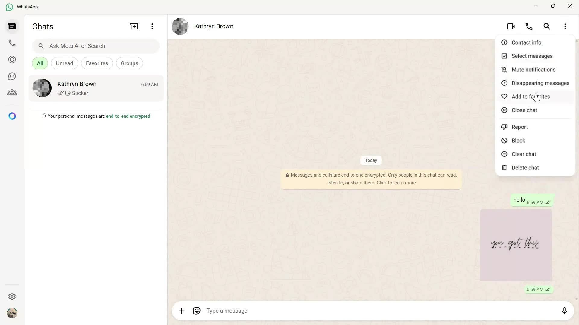Sending messages screenshot
