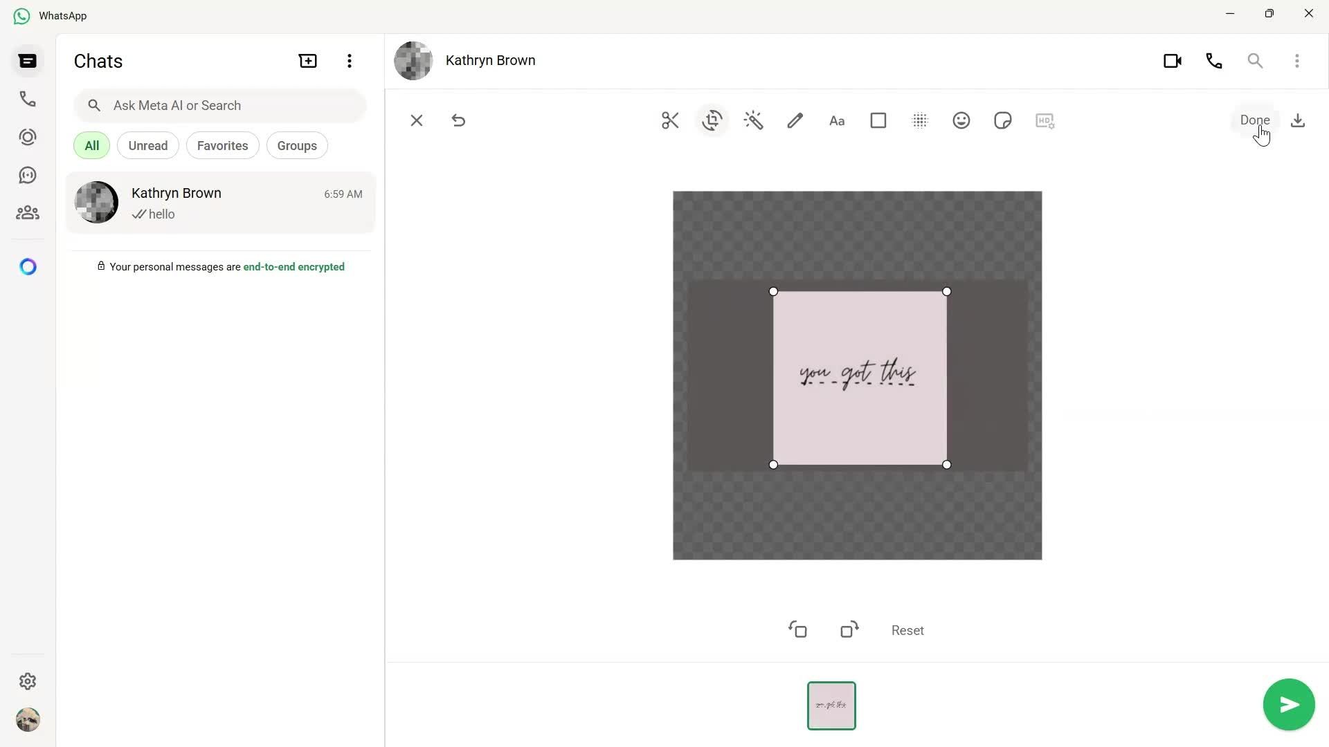 Sending messages screenshot