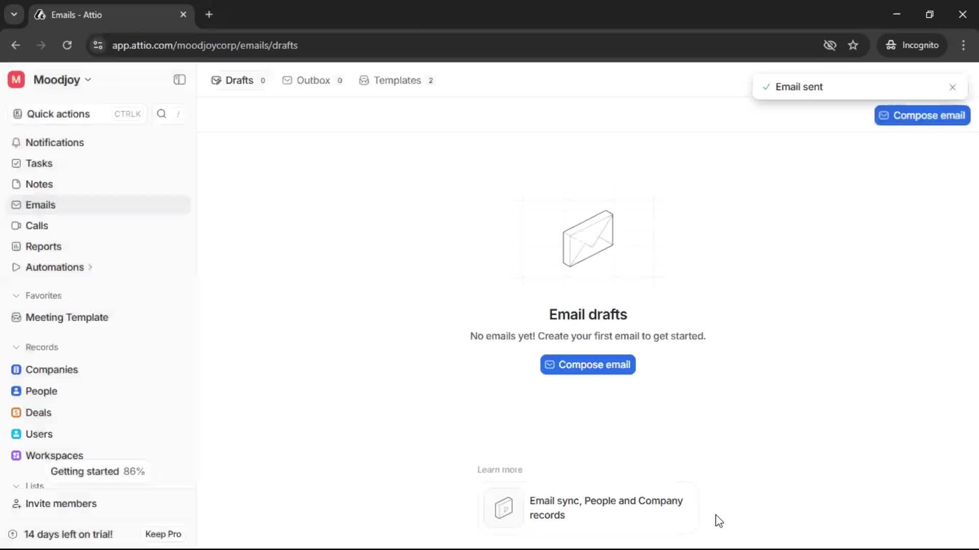 Sending an email screenshot