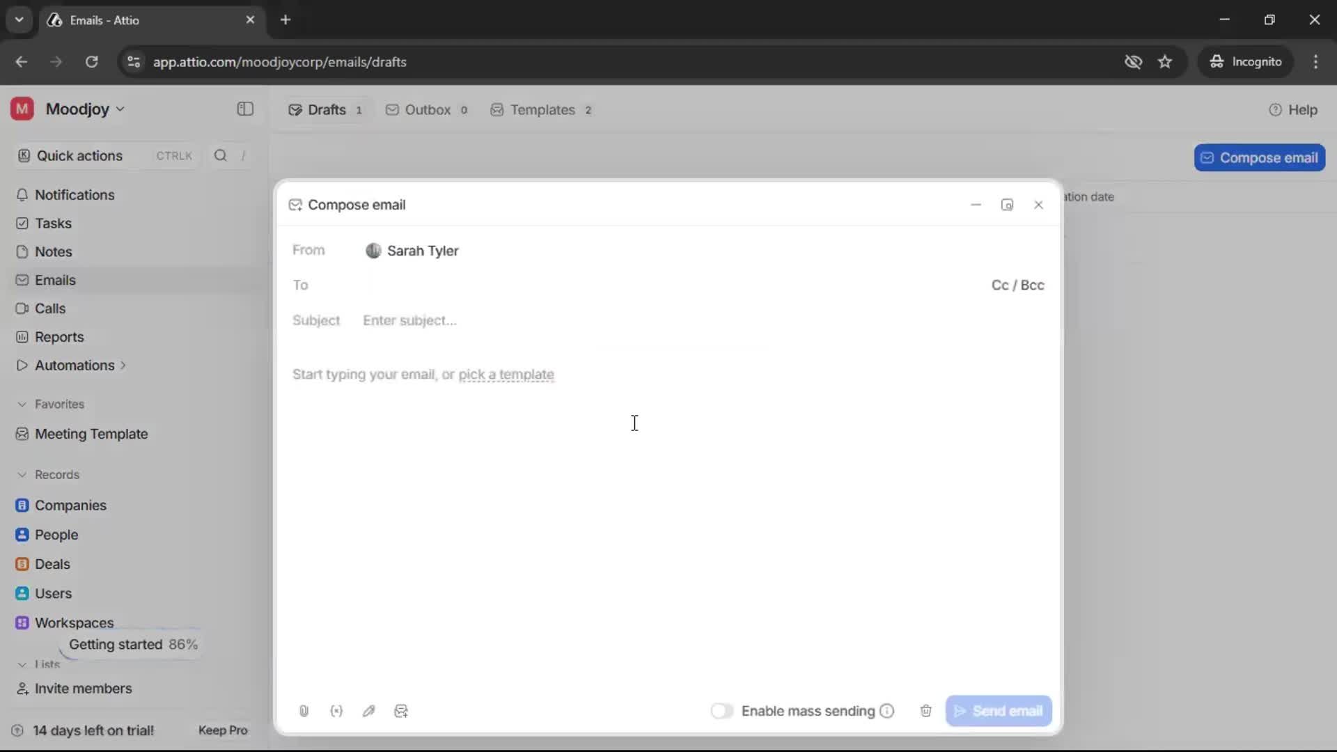 Sending an email on Attio video thumbnail