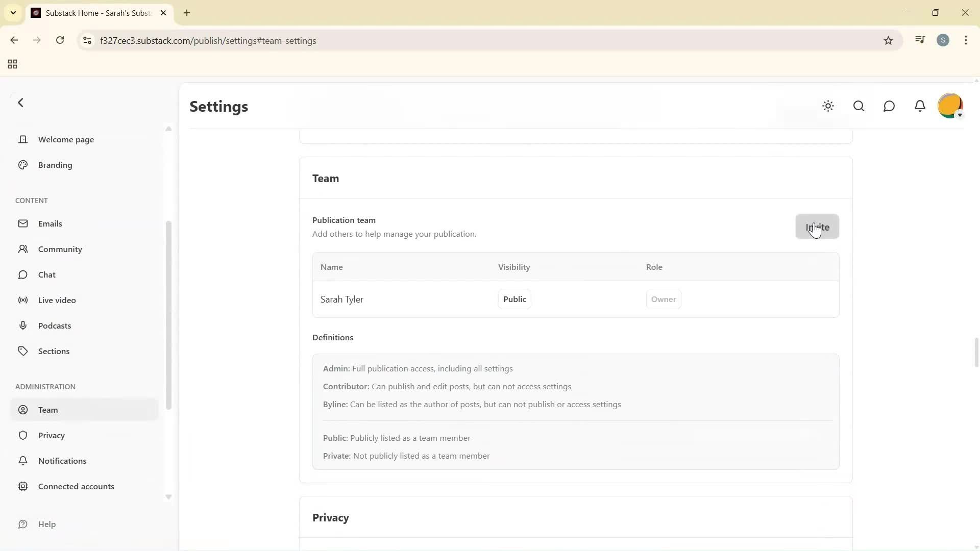 Inviting people screenshot