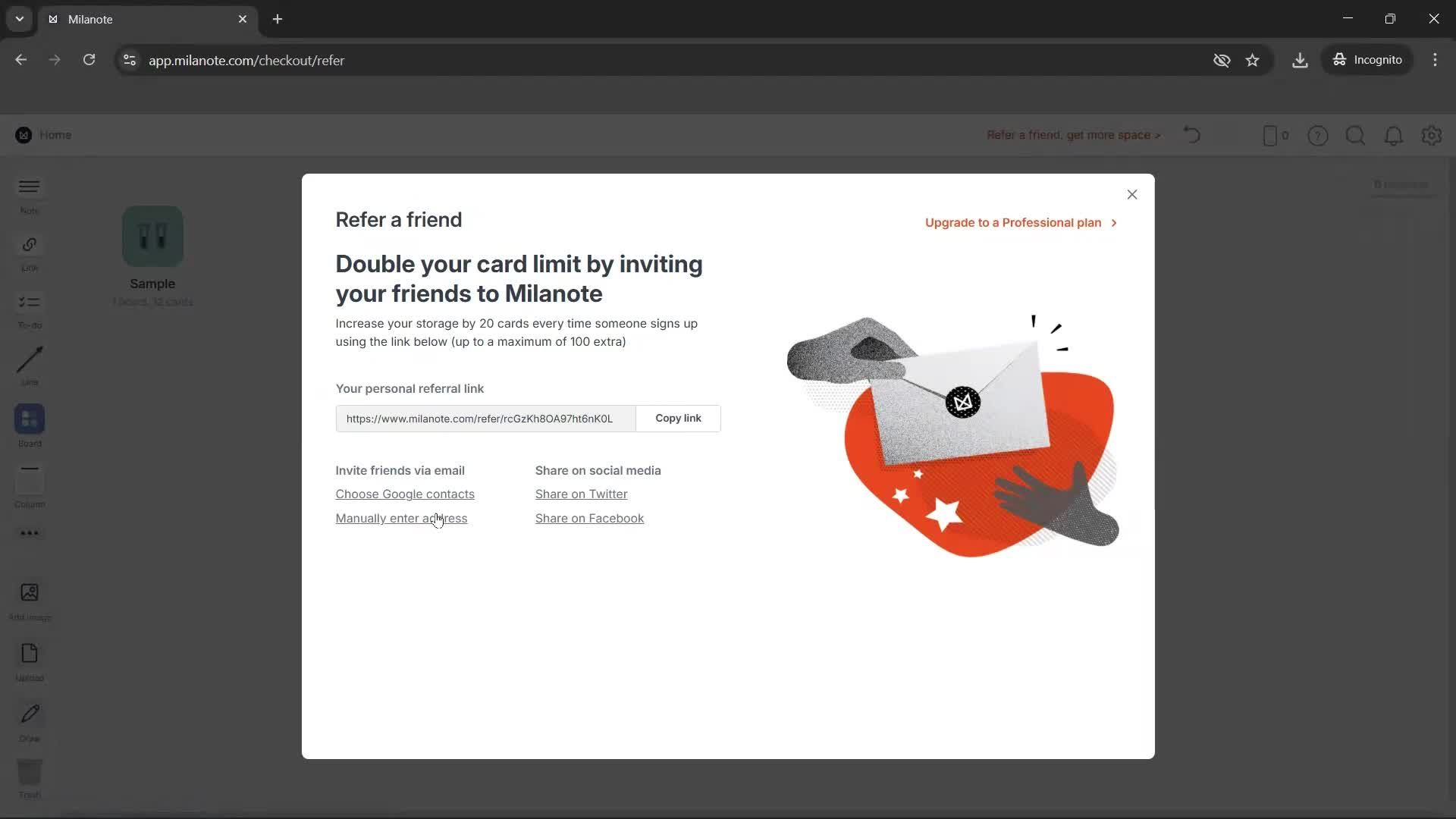 Inviting people screenshot
