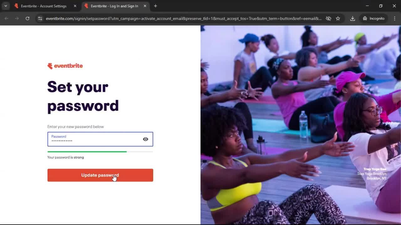 Changing password screenshot