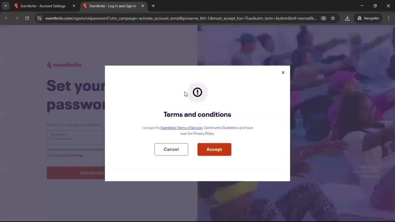 Changing password screenshot