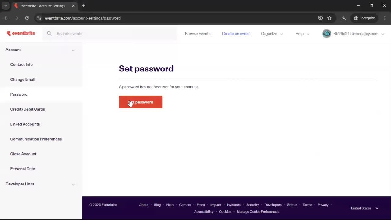 Changing password screenshot