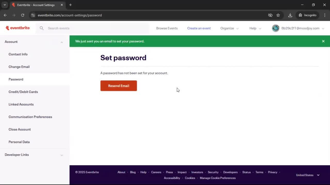 Changing password screenshot