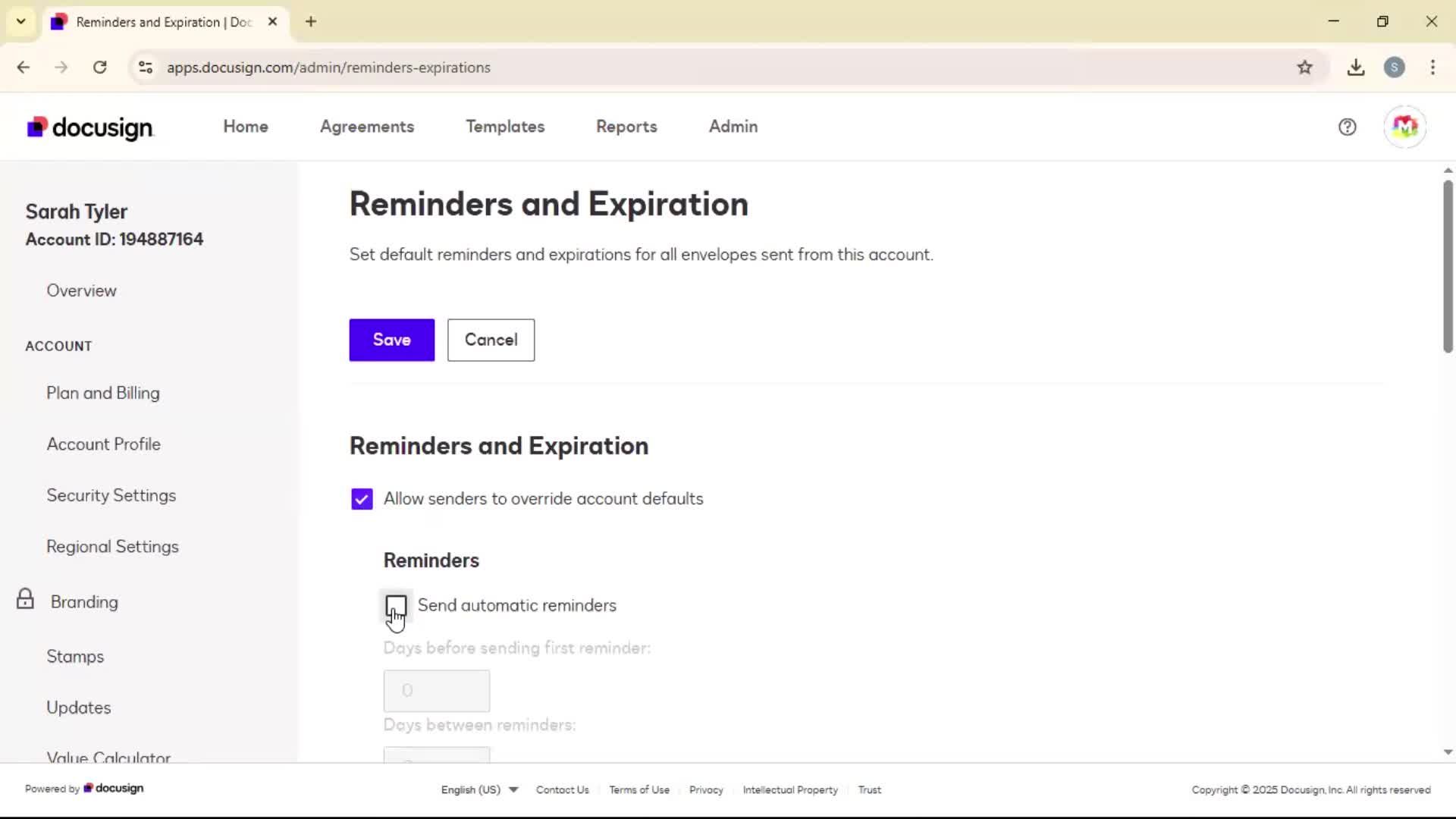 Setting a reminder screenshot