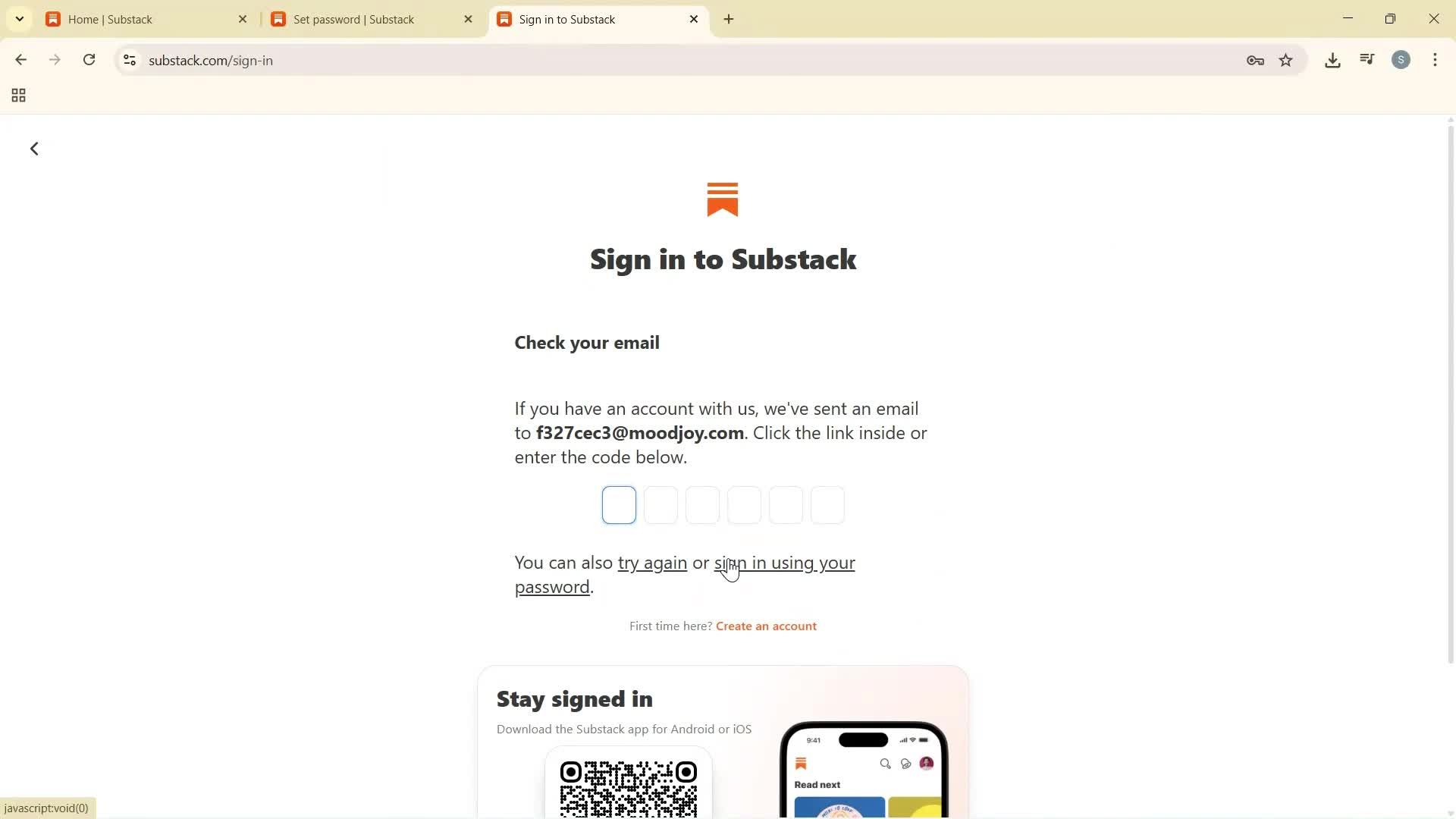 Changing password screenshot