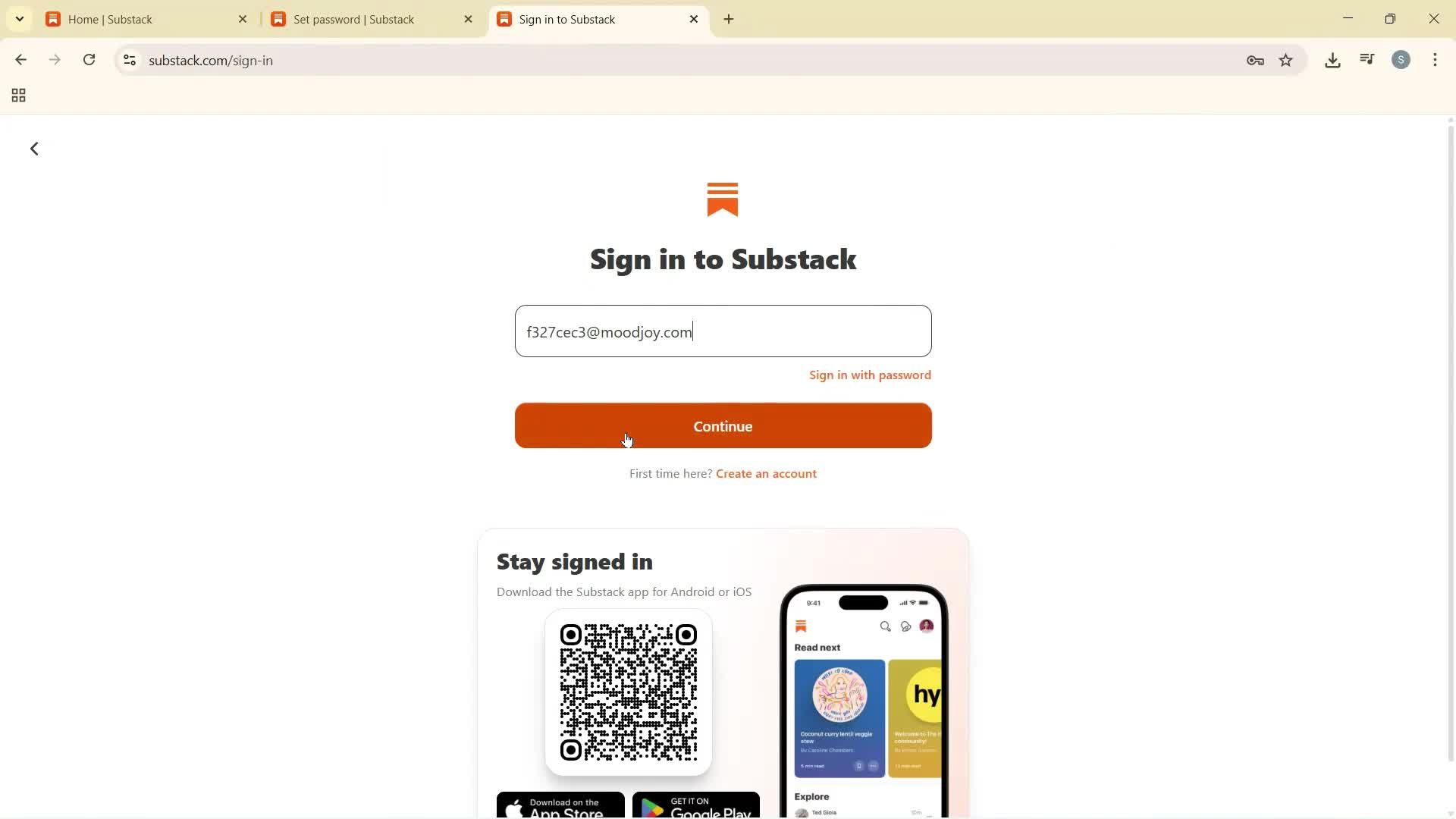 Changing password screenshot