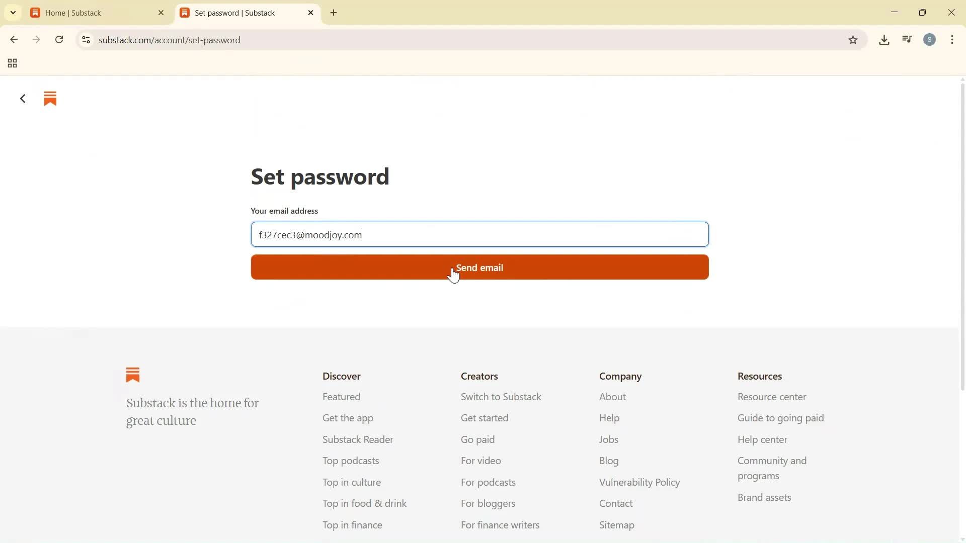 Changing password screenshot