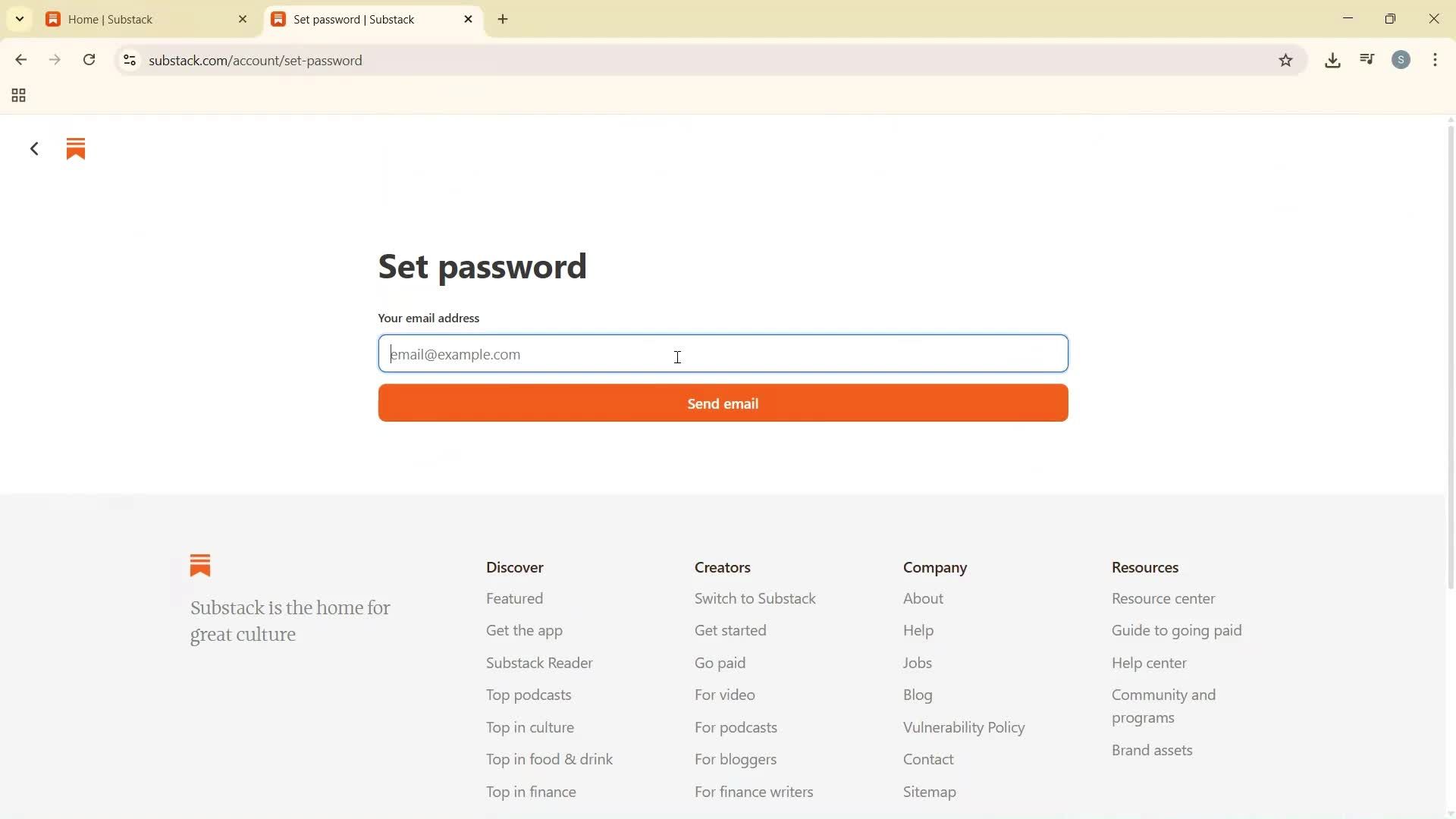 Changing password screenshot