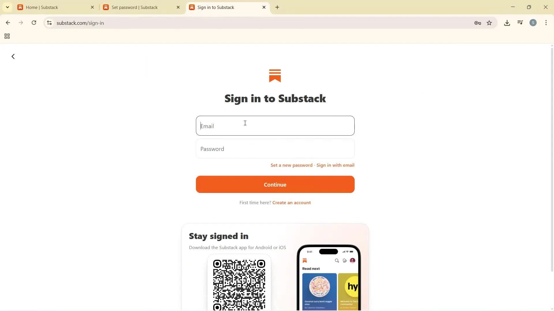Changing password screenshot