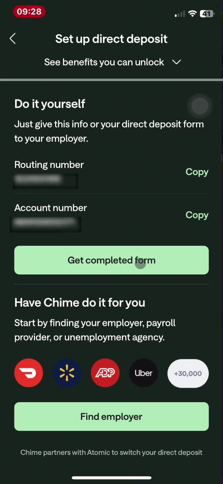 Setting up direct deposit on Chime video thumbnail