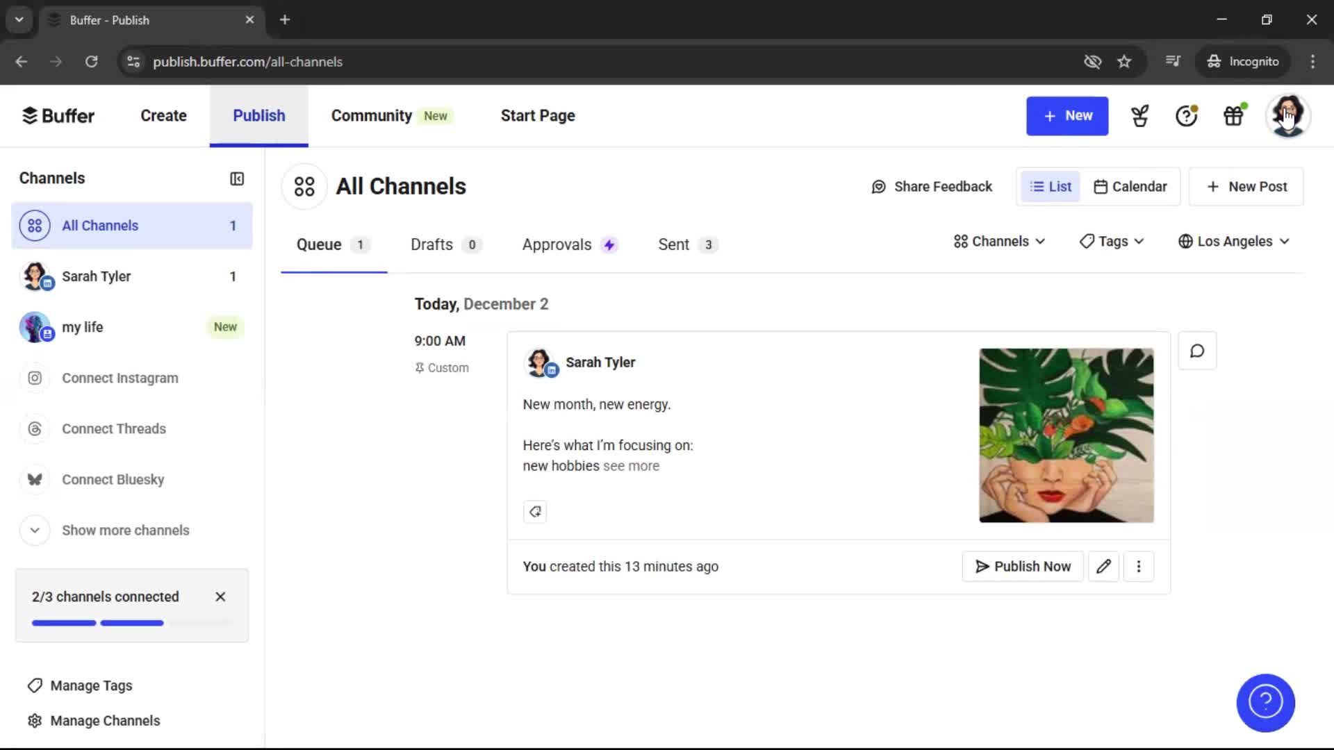 Settings on Buffer video thumbnail