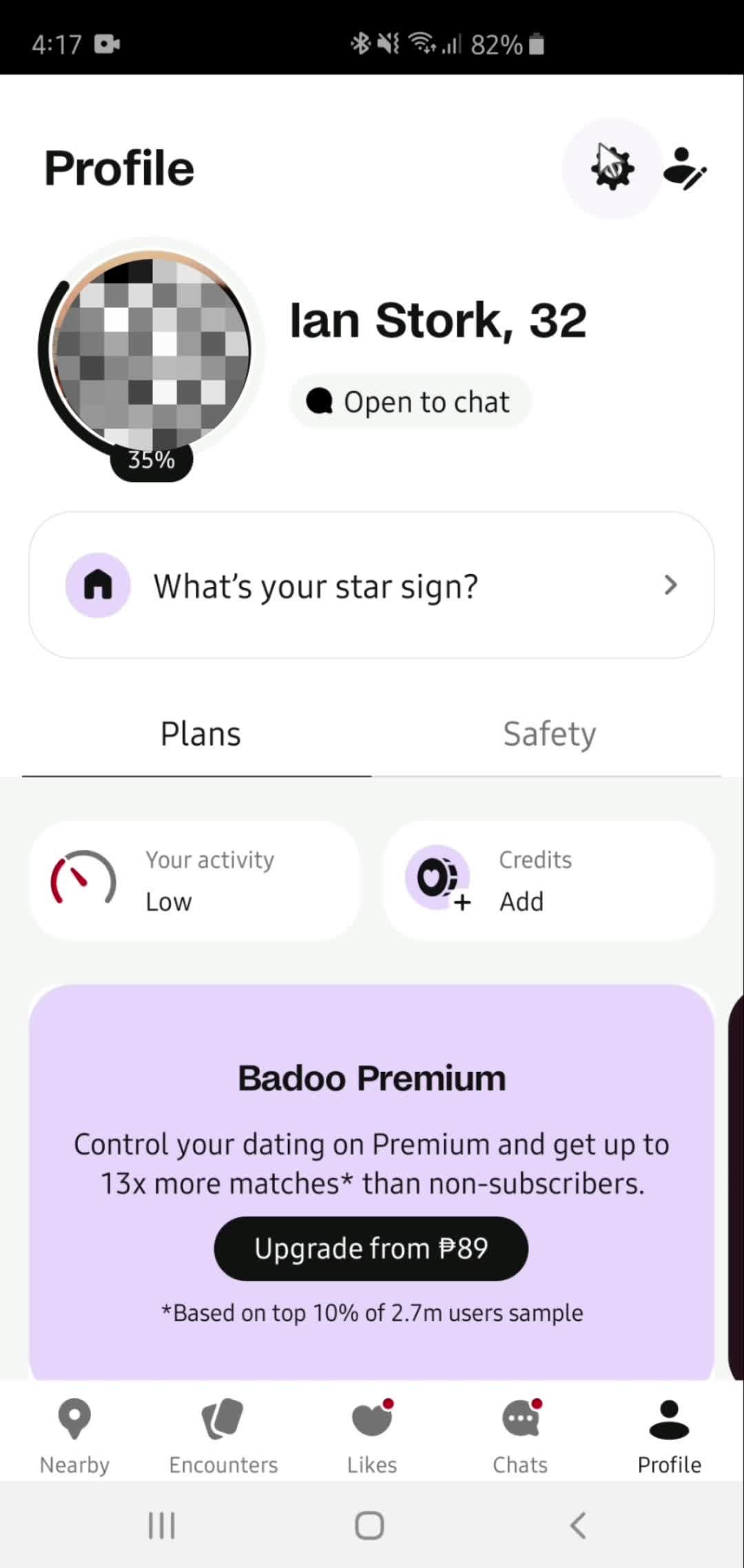 Settings on Badoo video thumbnail