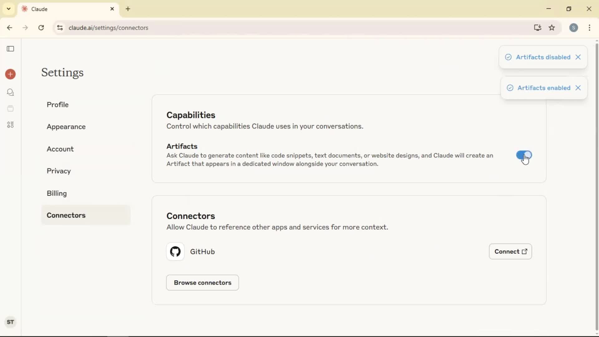 Settings screenshot