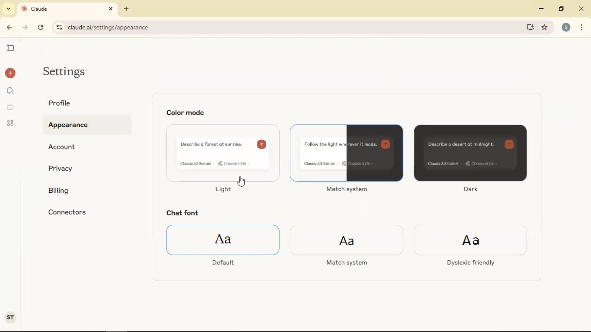 Settings screenshot