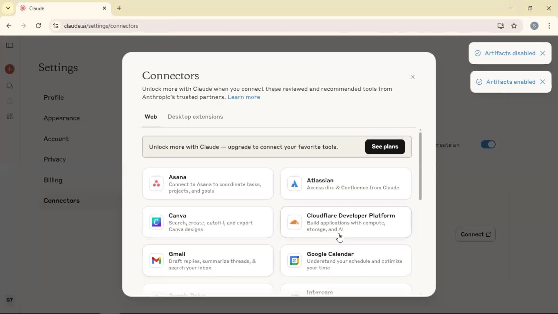 Settings screenshot