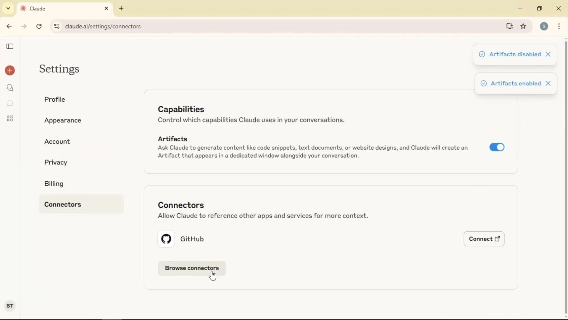 Settings screenshot