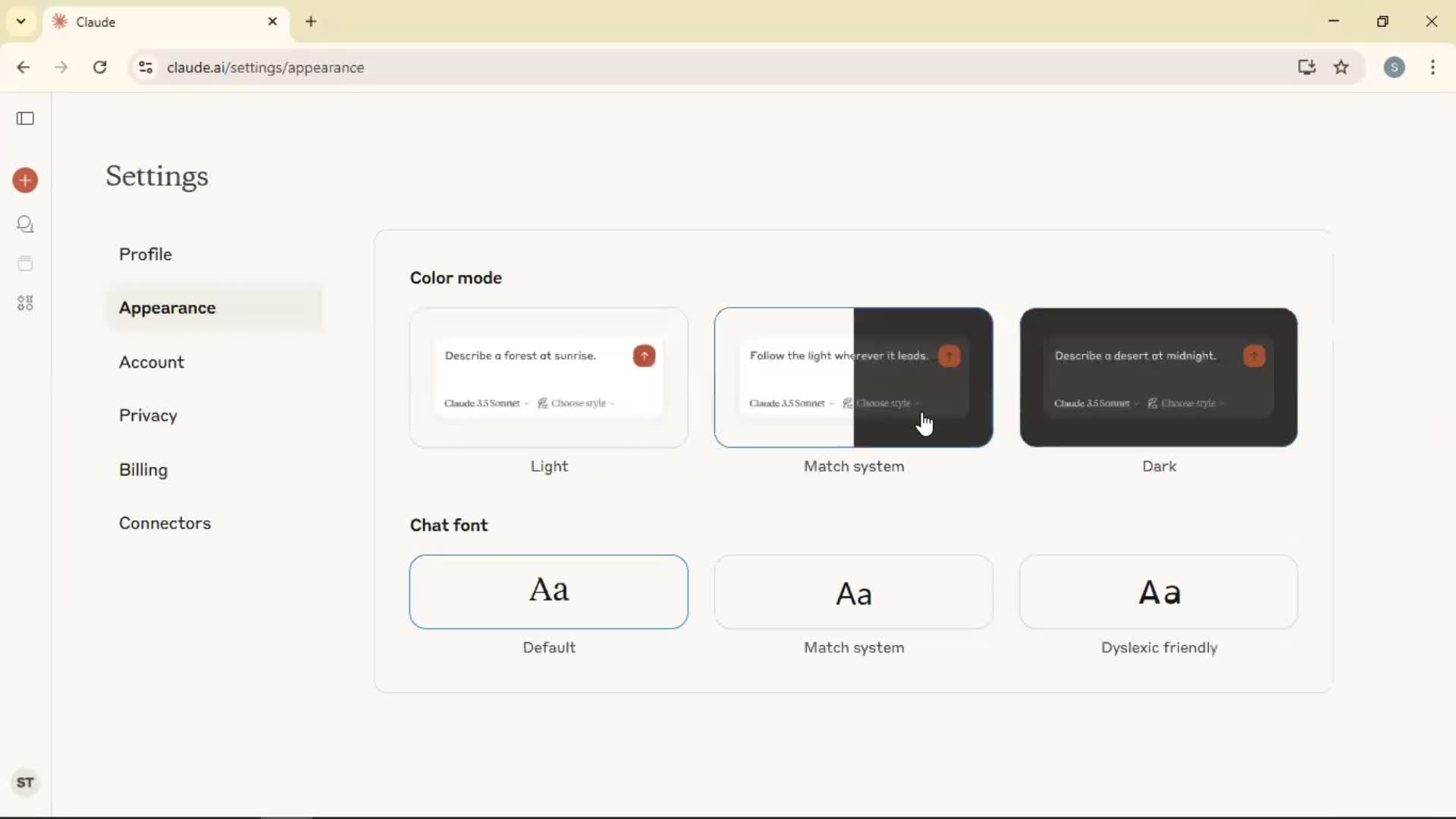 Settings screenshot