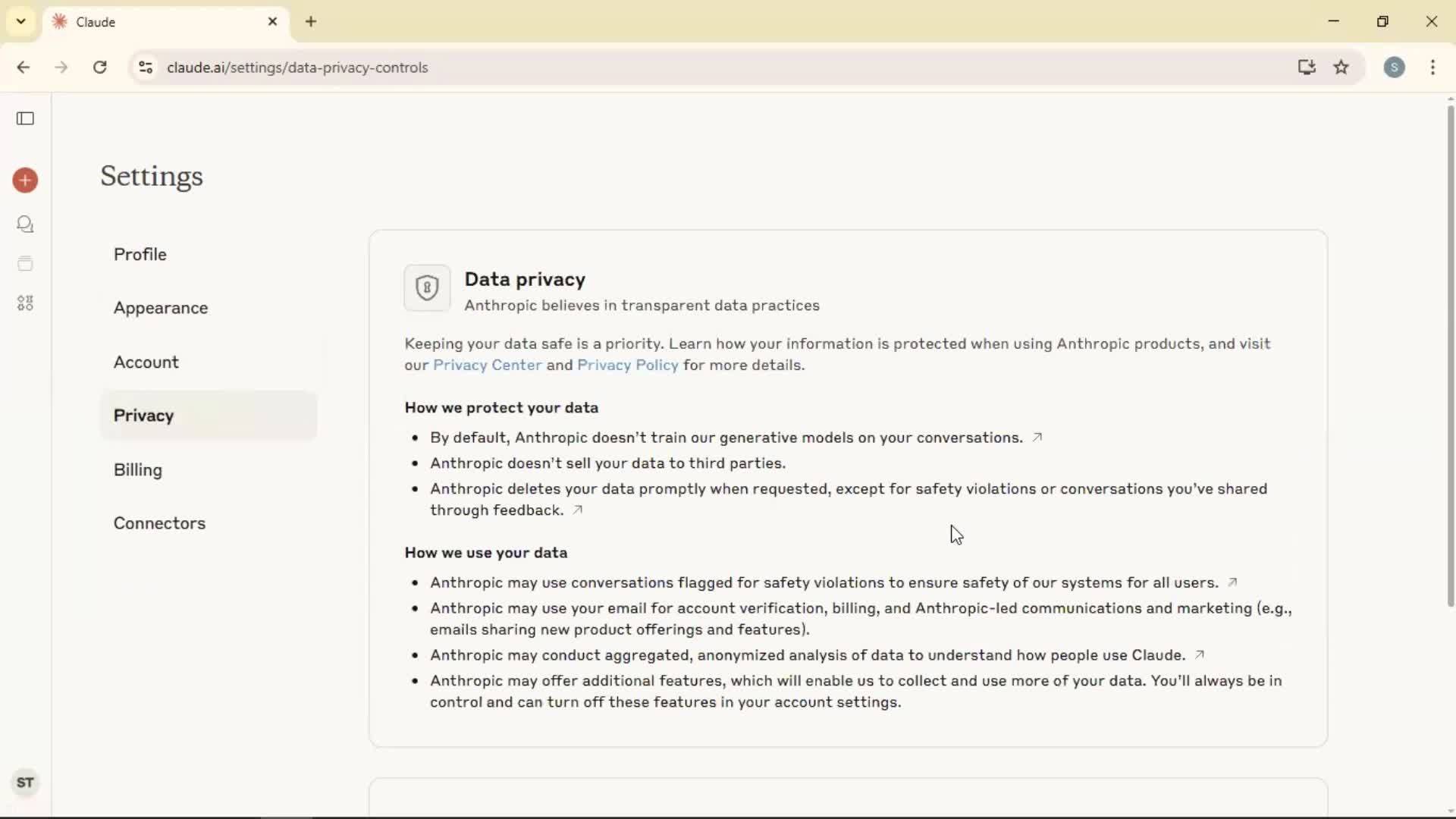 Settings screenshot