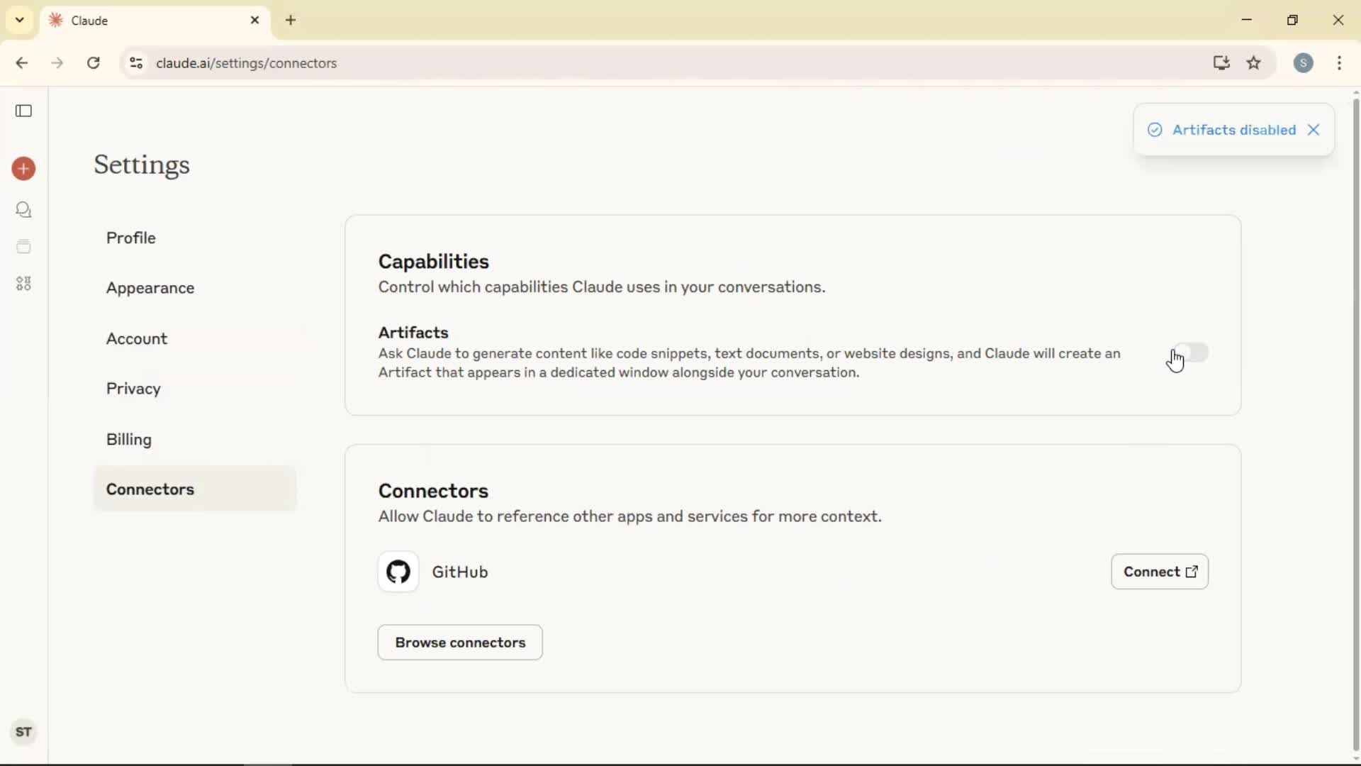 Settings screenshot