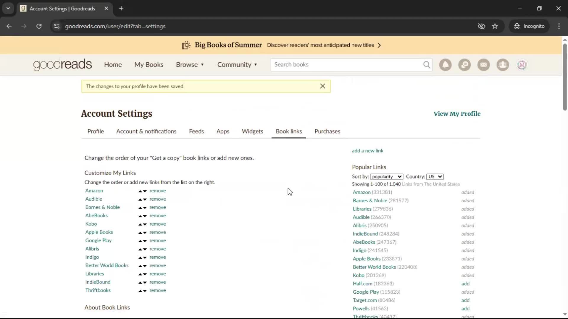 Settings screenshot