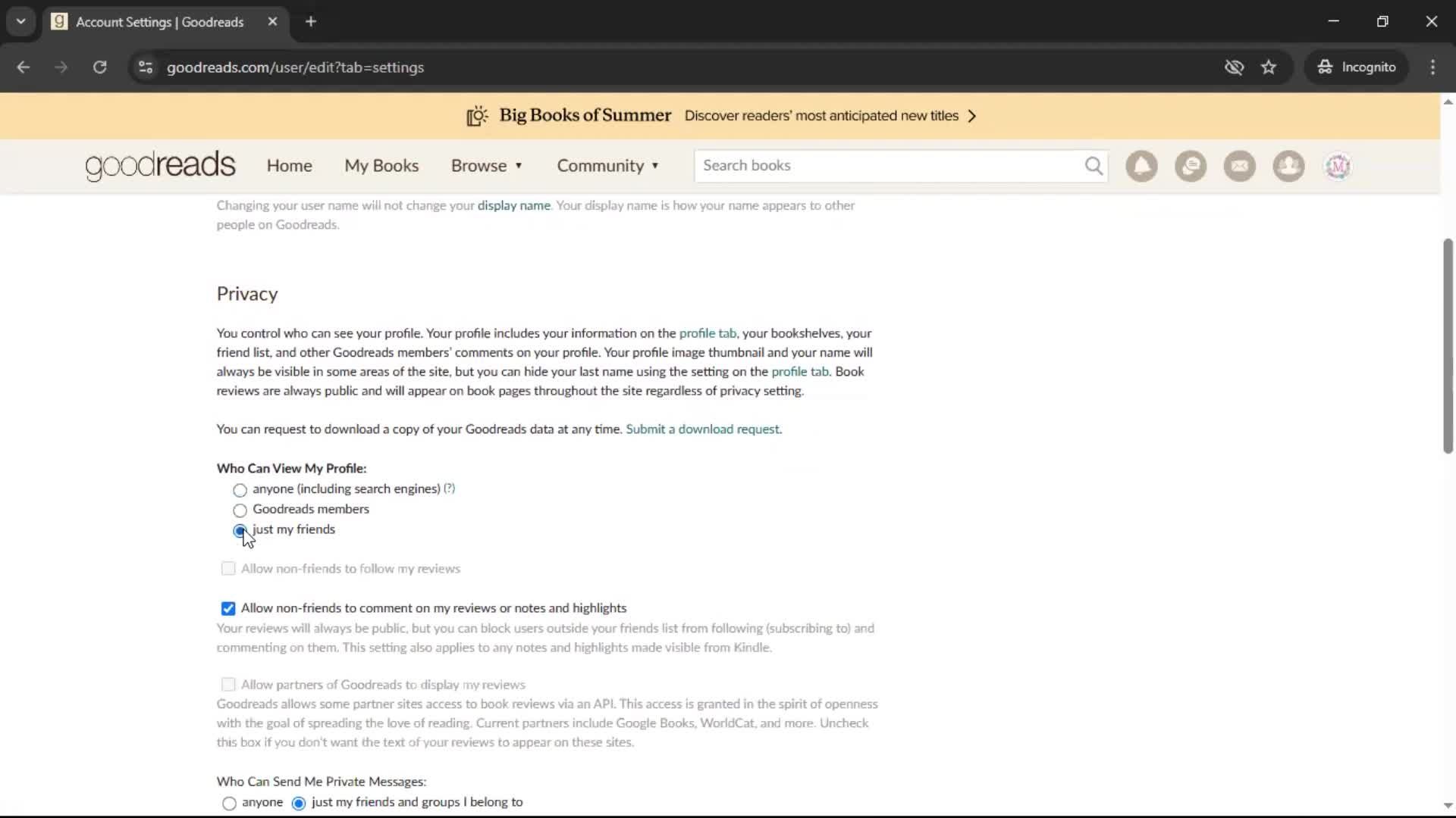 Settings screenshot