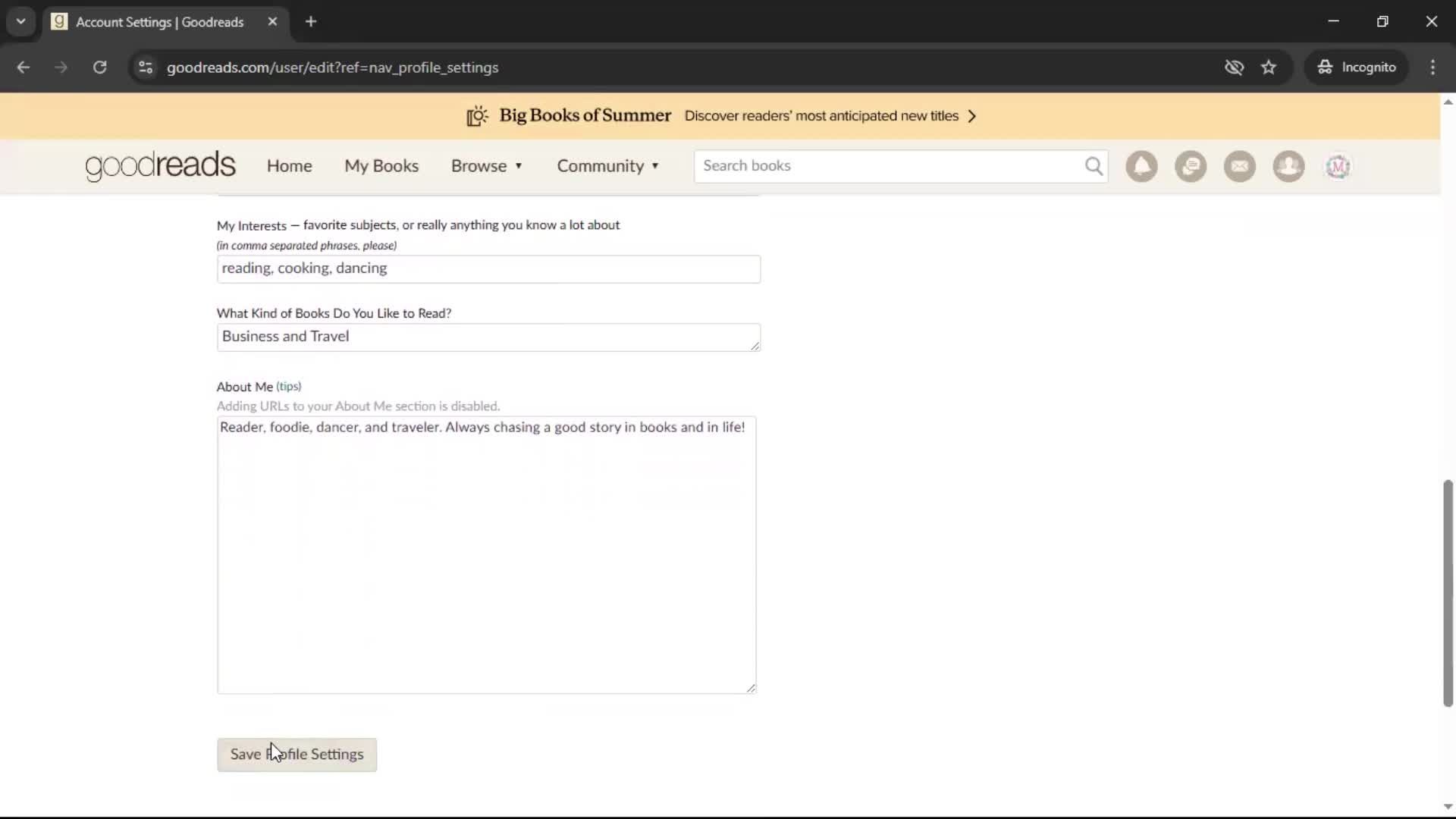 Settings screenshot