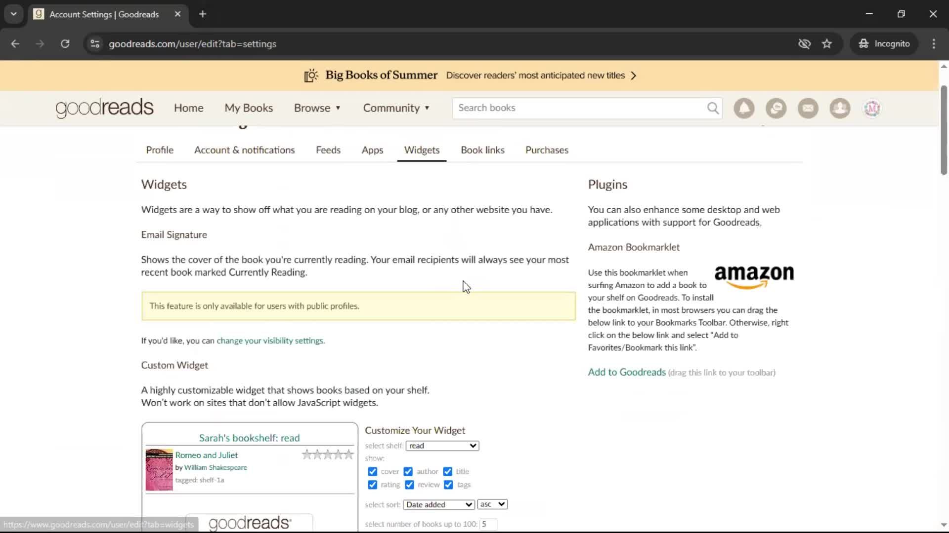 Settings screenshot